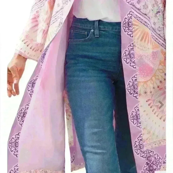 Chico’s Coastal Tile Duster Multicolored Lined Size 1 (8-10) - Picture 9 of 12